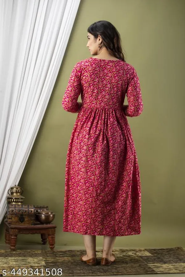 Maroon_Rayon_Maternity_Floral_Printed_Ankle_Length_Kurti_For_Women