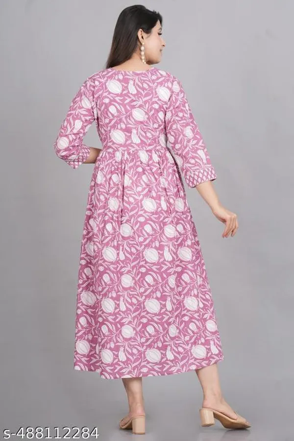 Pink_And_White_Cotton_Printed_Maternity_Gown_For_Women