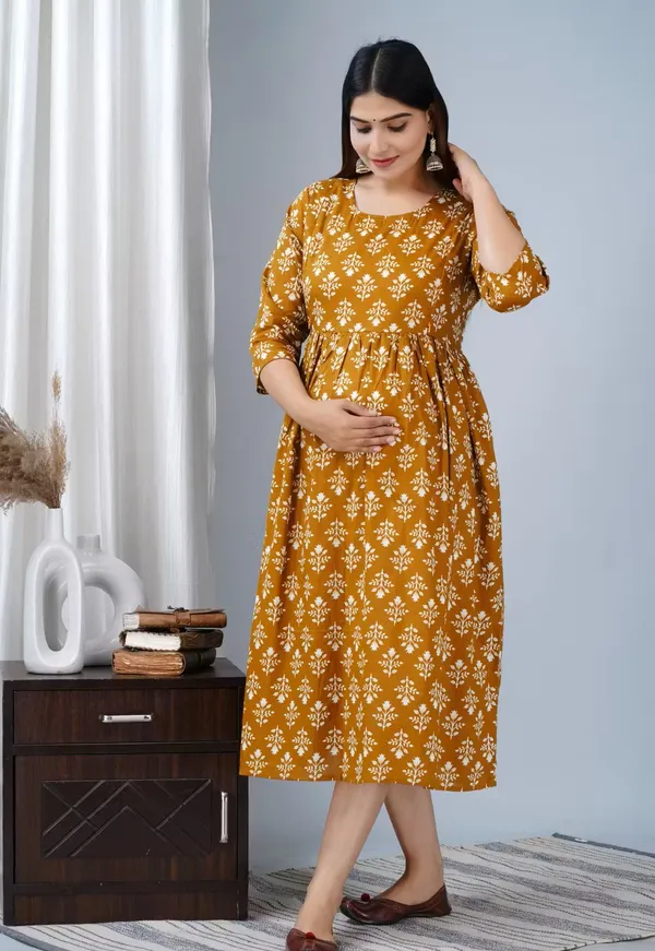 Mustard_Floral_Print_A-Line_Dress_for_Women