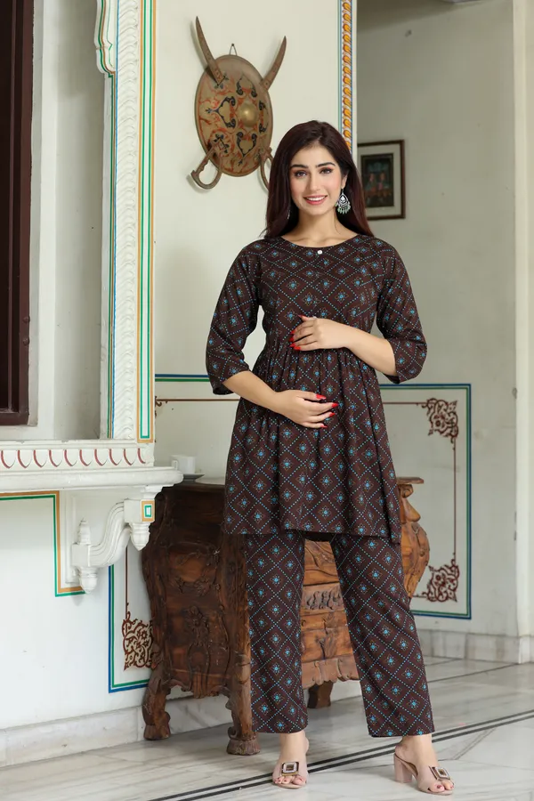 Brown_Printed_Maternity_Kurti_for_Women