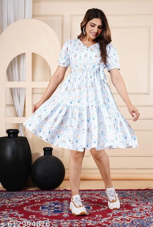 White_Cotton_Flared_Printed_Kurti_For_Women