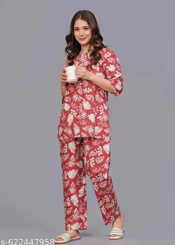 Red_And_White_Cotton_Printed_Regular_Night_Suit_For_Women