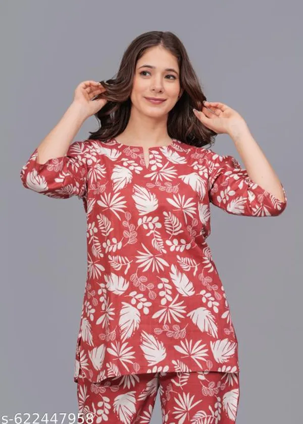 Red_And_White_Cotton_Printed_Regular_Night_Suit_For_Women