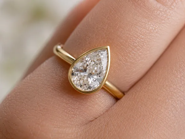 Gold_And_White_Sterling_Silver_Bezel_Pear_Diamond_Solitaire_Ring_For_Women