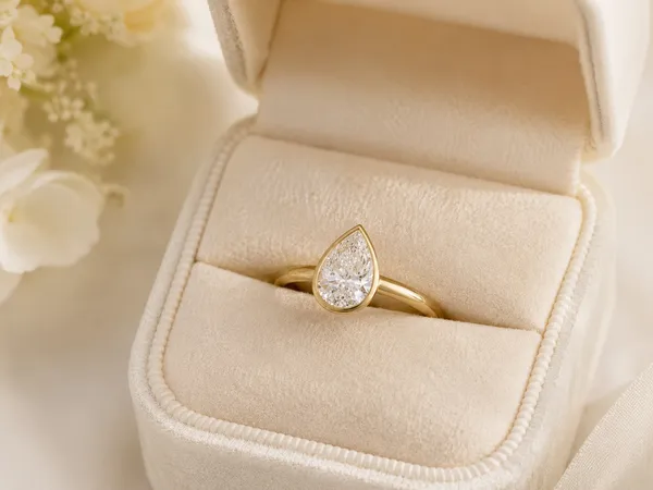Gold_And_White_Sterling_Silver_Bezel_Pear_Diamond_Solitaire_Ring_For_Women