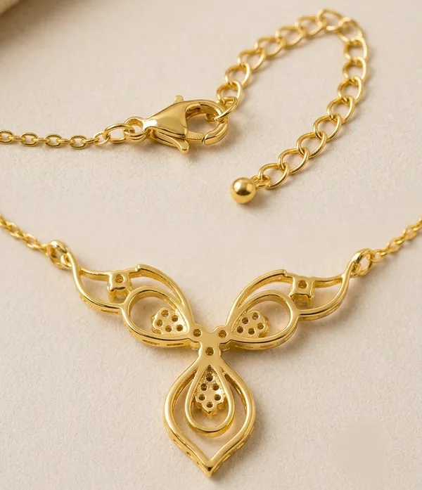 925_Sterling_Silver_Gold-Plated_CZ_Necklace_with_Matching_Earrings_Set_|_Silver_Selection