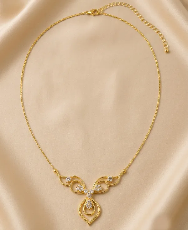 925_Sterling_Silver_Gold-Plated_CZ_Necklace_with_Matching_Earrings_Set_|_Silver_Selection