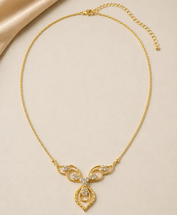 925_Sterling_Silver_Gold-Plated_CZ_Necklace_with_Matching_Earrings_Set_|_Silver_Selection