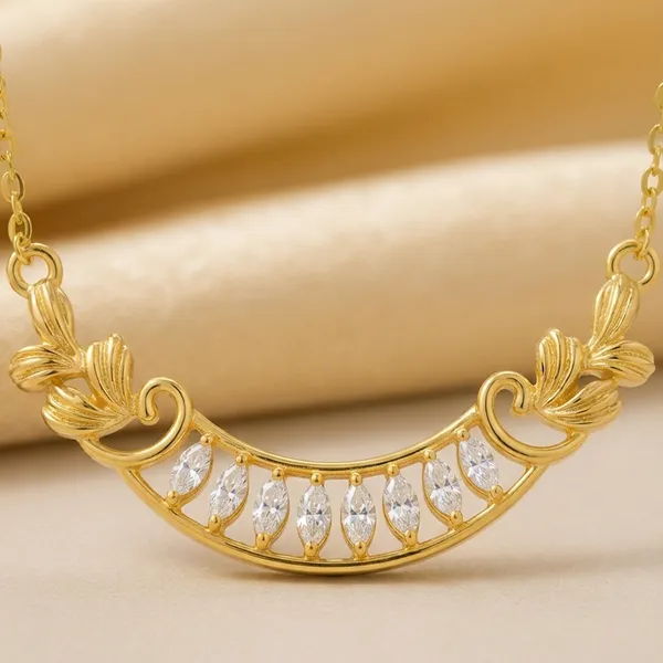 925_Sterling_Silver_Gold-Plated_CZ_Stone_Necklace_Mangalsutra_|_Silver_Selection