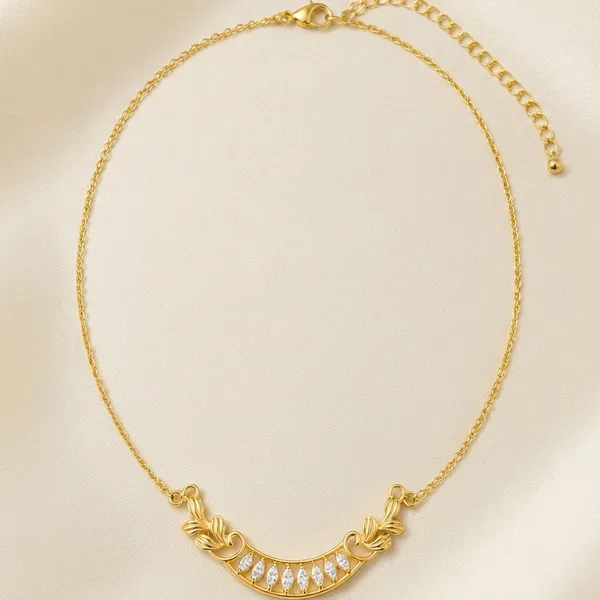 925_Sterling_Silver_Gold-Plated_CZ_Stone_Necklace_Mangalsutra_|_Silver_Selection