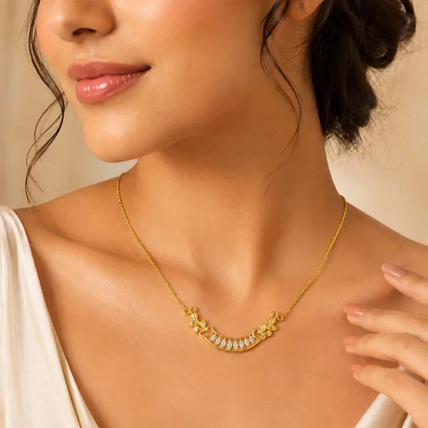 925_Sterling_Silver_Gold-Plated_CZ_Stone_Necklace_Mangalsutra_|_Silver_Selection