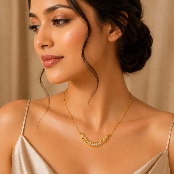 925_Sterling_Silver_Gold-Plated_CZ_Stone_Necklace_Mangalsutra_|_Silver_Selection