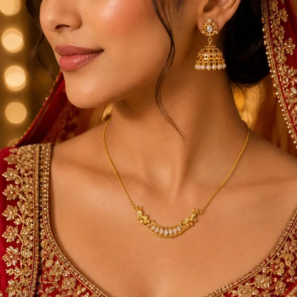 925_Sterling_Silver_Gold-Plated_CZ_Stone_Necklace_Mangalsutra_|_Silver_Selection