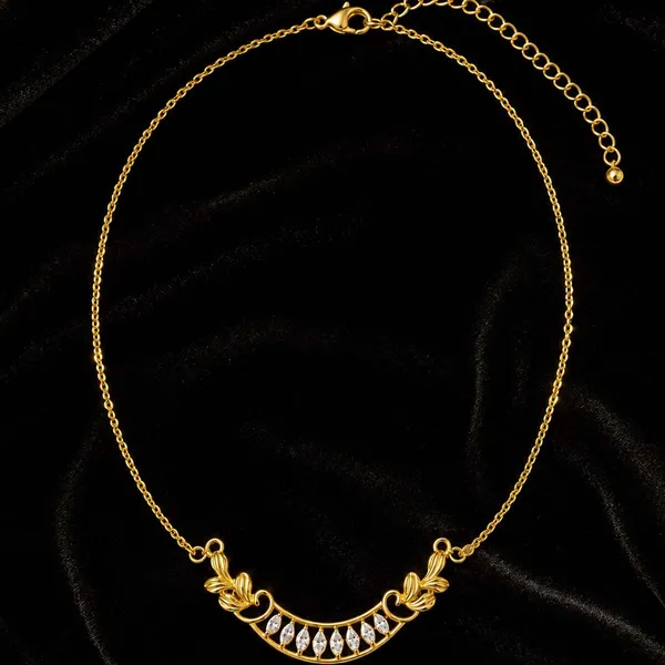 925_Sterling_Silver_Gold-Plated_CZ_Stone_Necklace_Mangalsutra_|_Silver_Selection
