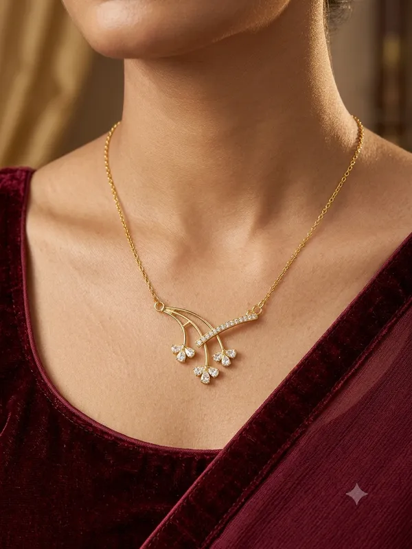 Blooming_Floral_925_Sterling_Silver_Gold-Plated_CZ_Necklace_|_Silver_Selection