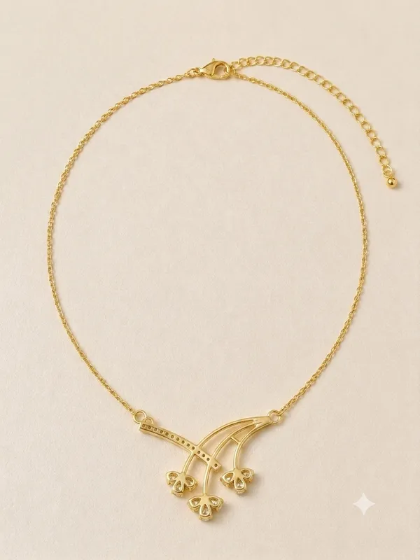 Blooming_Floral_925_Sterling_Silver_Gold-Plated_CZ_Necklace_|_Silver_Selection