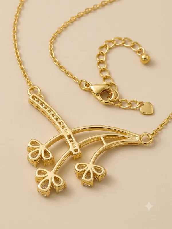 Blooming_Floral_925_Sterling_Silver_Gold-Plated_CZ_Necklace_|_Silver_Selection