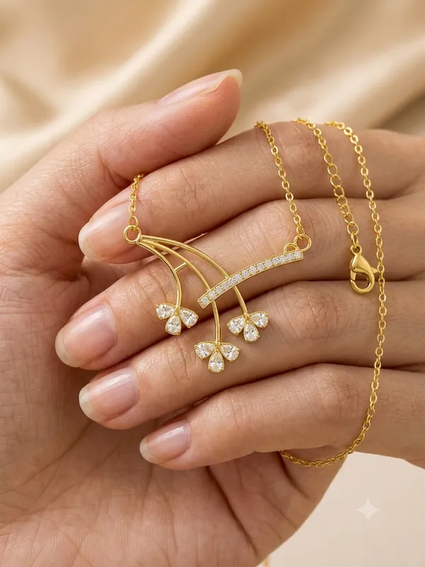 Blooming_Floral_925_Sterling_Silver_Gold-Plated_CZ_Necklace_|_Silver_Selection