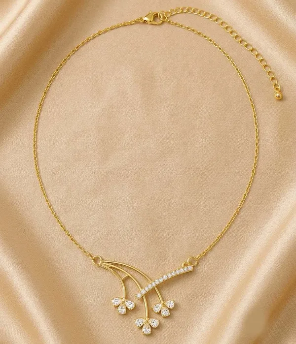 Blooming_Floral_925_Sterling_Silver_Gold-Plated_CZ_Necklace_|_Silver_Selection