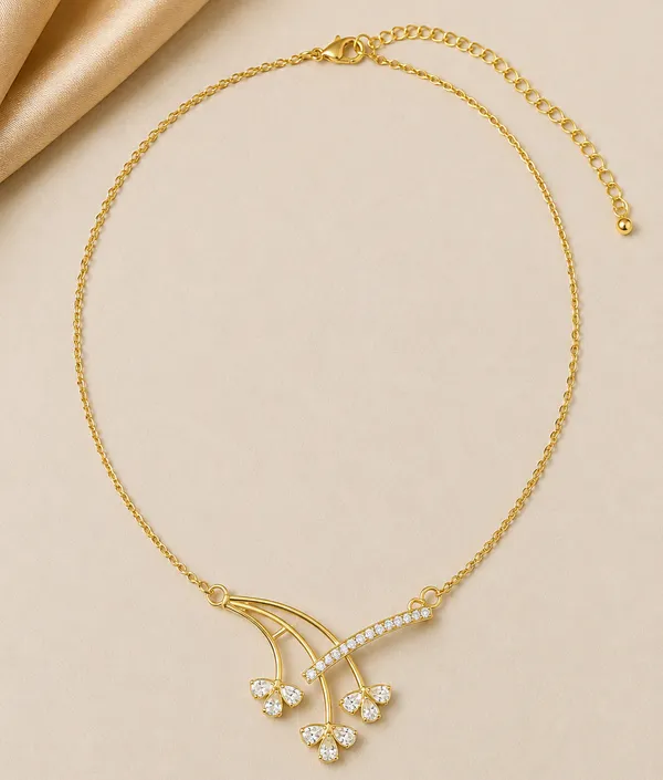 Blooming_Floral_925_Sterling_Silver_Gold-Plated_CZ_Necklace_|_Silver_Selection
