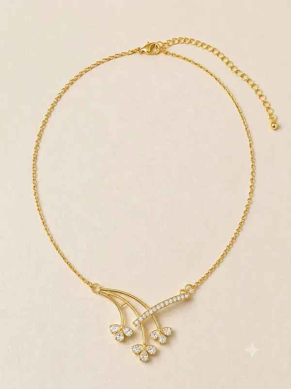 Blooming_Floral_925_Sterling_Silver_Gold-Plated_CZ_Necklace_|_Silver_Selection