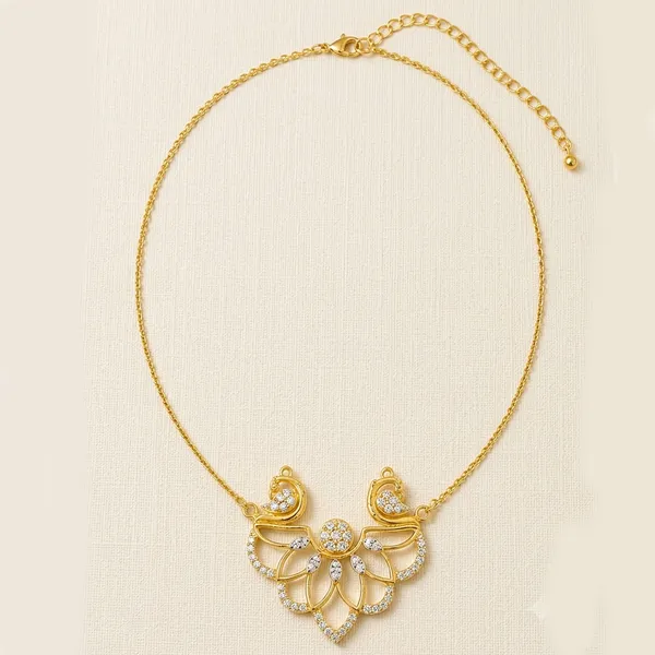 Dual_Peacock_925_Sterling_Silver_Gold-Plated_CZ_Necklace_|_Silver_Selection