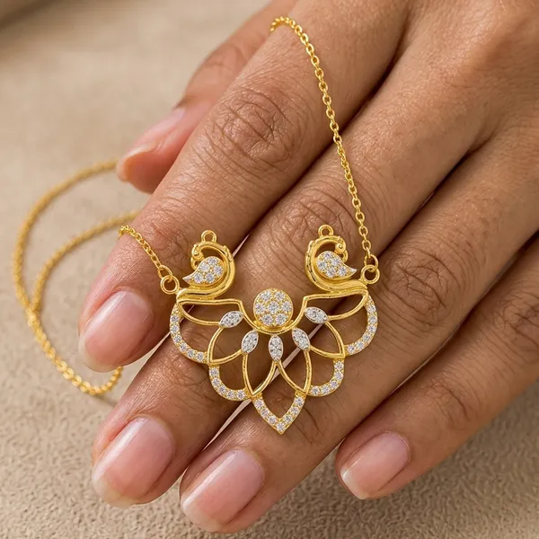 Dual_Peacock_925_Sterling_Silver_Gold-Plated_CZ_Necklace_|_Silver_Selection
