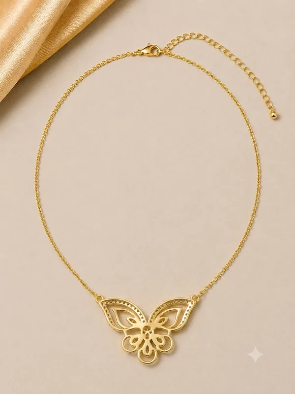 Graceful_Butterfly_925_Sterling_Silver_Gold-Plated_CZ_Necklace_|_Silver_Selection