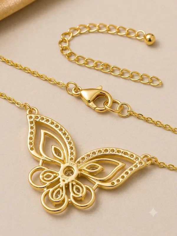 Graceful_Butterfly_925_Sterling_Silver_Gold-Plated_CZ_Necklace_|_Silver_Selection