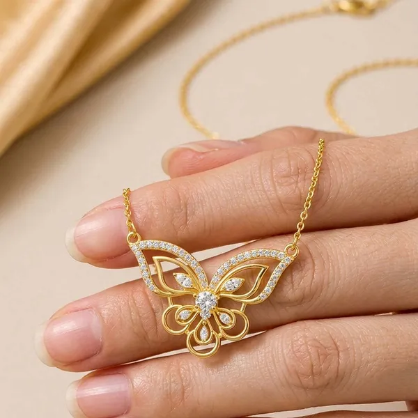 Graceful_Butterfly_925_Sterling_Silver_Gold-Plated_CZ_Necklace_|_Silver_Selection