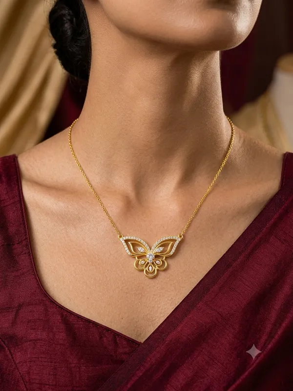 Graceful_Butterfly_925_Sterling_Silver_Gold-Plated_CZ_Necklace_|_Silver_Selection