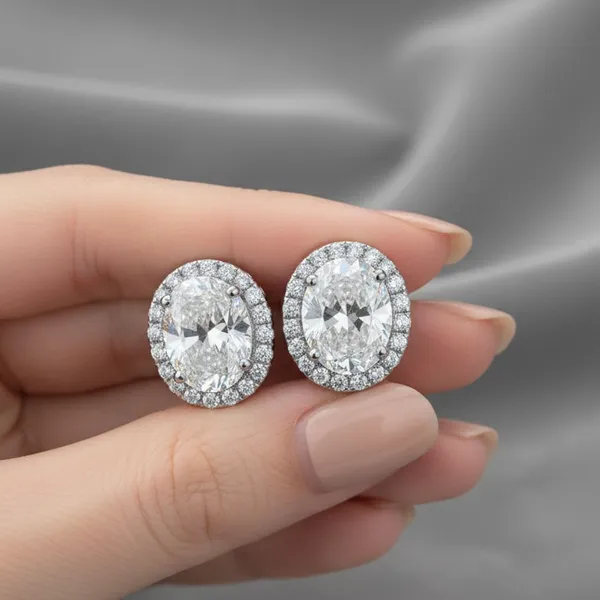 Silver_Sterling_Silver_Oval_Cut_Halo_Stud_Earrings_For_Women