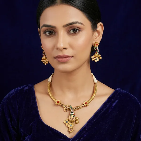 Multicolor_Gold_Toned_Brass_Peacock_Kundan_Necklace_Set_For_Women