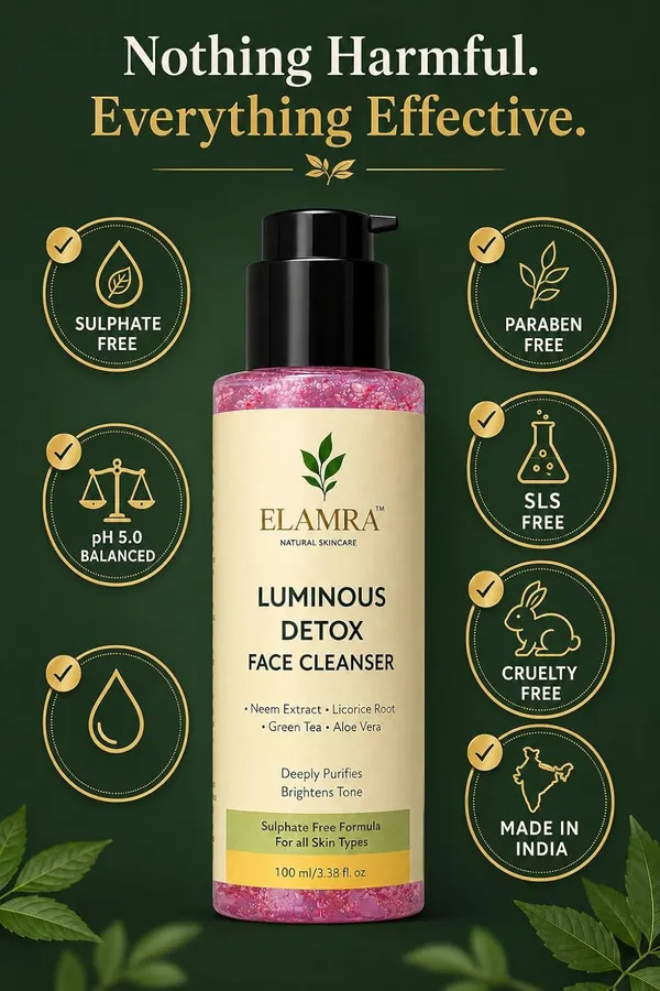 ELAMRA_Luminous_Detox_Face_Cleanser_|_Face_Wash_for_Acne,_Oil_Control_&_Glowing_Skin_|_2%_Neem_+_1.5%_Licorice_Root_+_Green_Tea_|_Sulphate-Free,_pH-Balanced_|_For_Oily_&_Acne-Prone_Skin_|_100ml