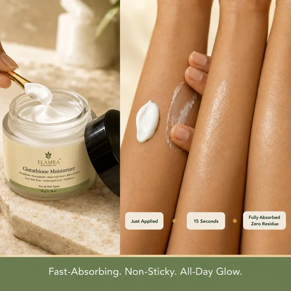 ELAMRA_Glutathione_Moisturizer_with_Niacinamide,_Kojic_Acid_&_Alpha_Arbutin_|_Even_Skin_Tone,_Antioxidant_Care_&_Deep_Hydration_|_For_All_Skin_Types_|_50g