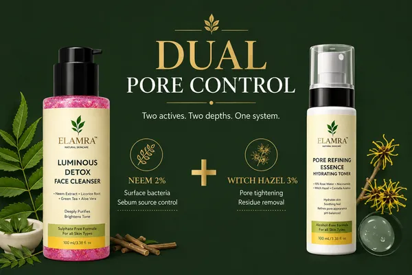 ELAMRA_Cleanse_&_Tone_Kit_|_Luminous_Detox_Face_Wash_+_Pore_Refining_Essence_Toner_|_Neem_2%_+_15%_Rose_Water_+_Witch_Hazel_+_Niacinamide_|_Deep_Cleanse_+_Pore_Control_+_Oil-Free_|_200ml