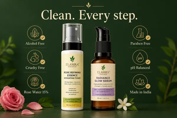 ELAMRA_Tone_&_Glow_Kit_|_Pore_Refining_Essence_Hydrating_Toner_+_Radiance_Glow_Serum_|_15%_Rose_Water_+_5%_Niacinamide_+_Saffron_+_Dual_Hyaluronic_Acid_|_Tone_+_Brighten_+_Hydrate_|_130ml