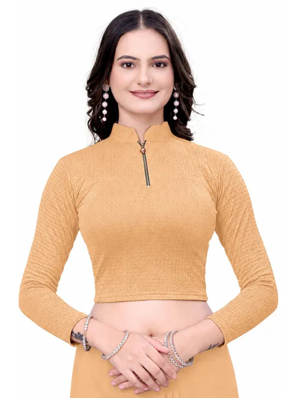 Beige_Cotton_Blend_Blouse_For_Women