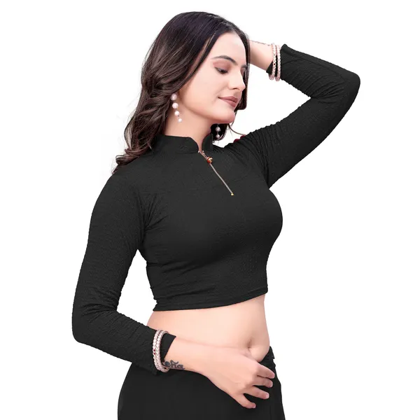 Black_Cotton_Blend_Blouse_For_Women