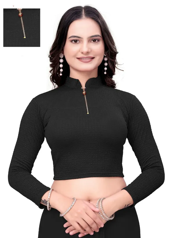 Black_Cotton_Blend_Blouse_For_Women