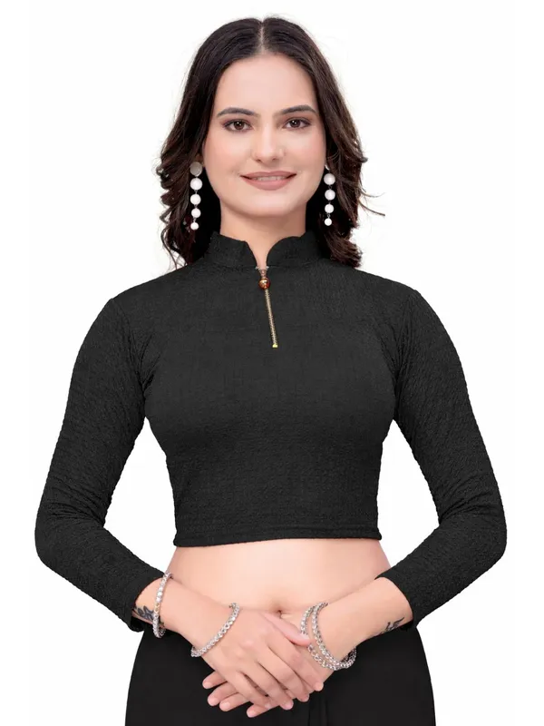 Black_Cotton_Blend_Blouse_For_Women