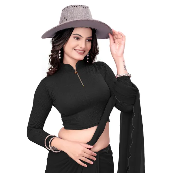 Black_Cotton_Blend_Blouse_For_Women