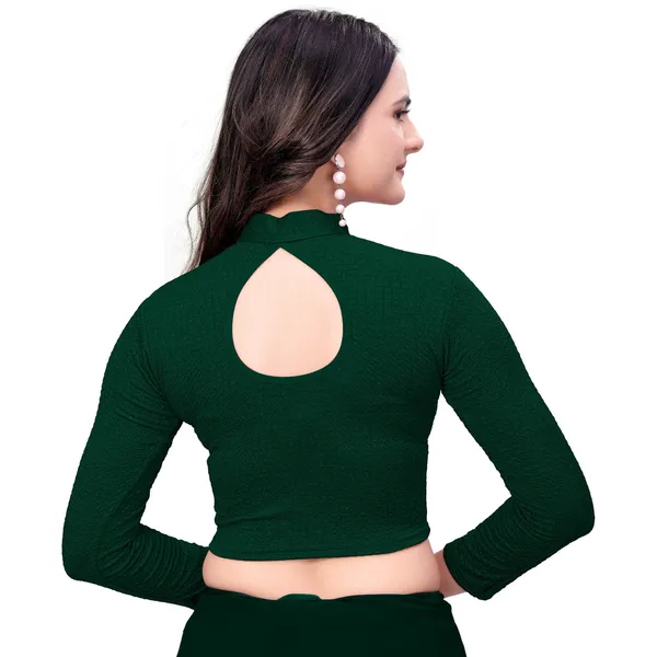 Bottle_Green_Cotton_Blend_Blouse_For_Women