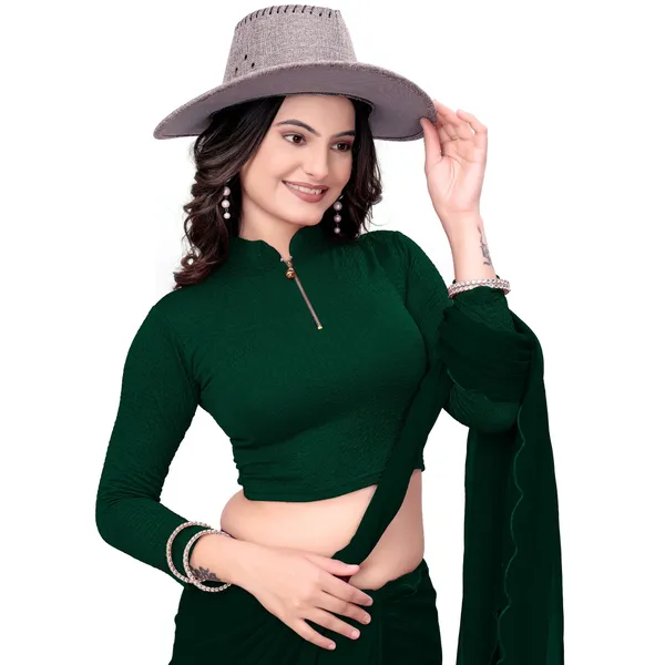 Bottle_Green_Cotton_Blend_Blouse_For_Women