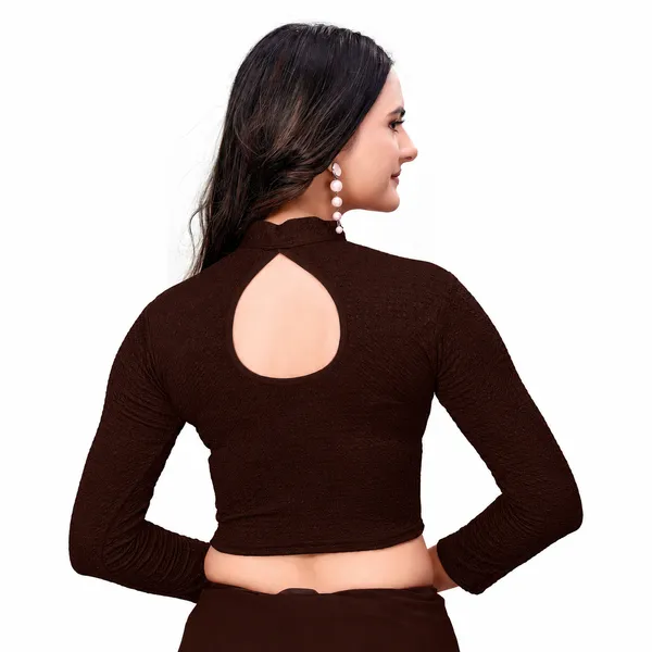 Coffee_Cotton_Blend_Blouse_For_Women