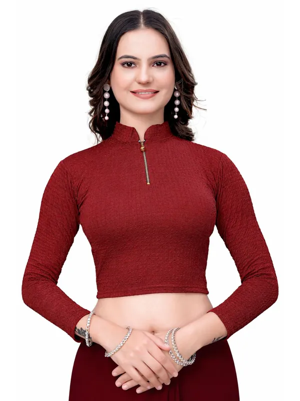 Maroon_Cotton_Blend_Blouse_For_Women