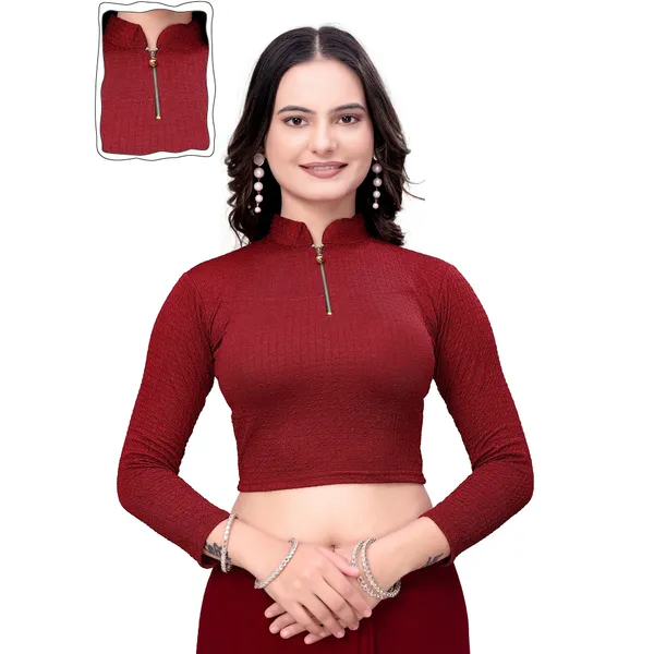 Maroon_Cotton_Blend_Blouse_For_Women