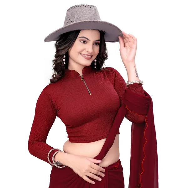 Maroon_Cotton_Blend_Blouse_For_Women
