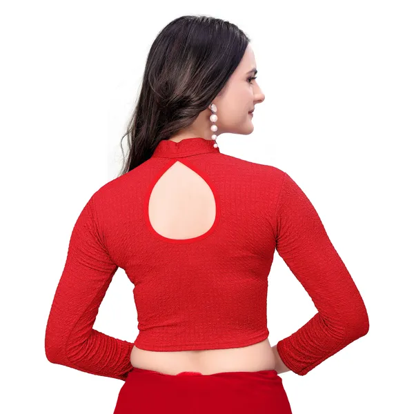 Red_Cotton_Blend_Blouse_For_Women