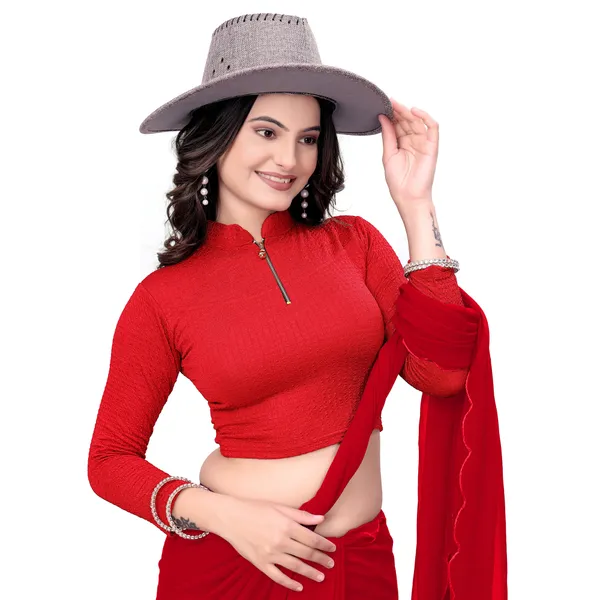Red_Cotton_Blend_Blouse_For_Women